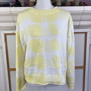 Elizabeth and James cotton sweater chunky boxy yellow& white print
